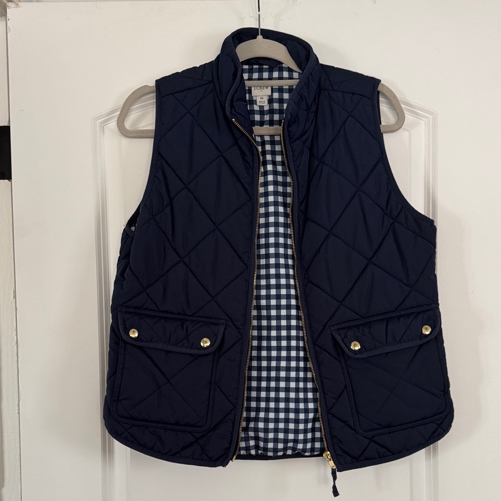 J.Crew Navy and White Plaid Shirt